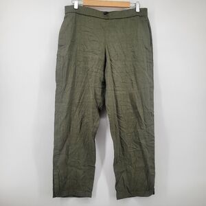Theory Linen Blend Olive Green Casual Pull On Pants Size Slit Size 10